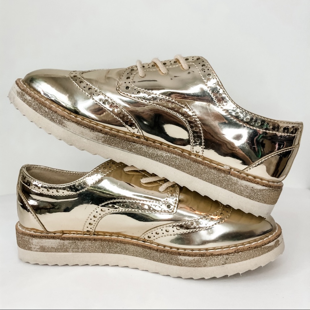 Zara Kids Gold Platform Sneakers size 34